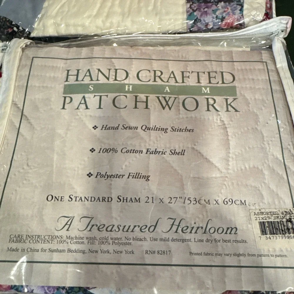 Set of 2 Quilted Wedding Ring Standard Pillow Shams 21x27 A Treasured Heirloom